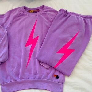 Aviator Nation Purple & Pink Bolt Sweatsuit!